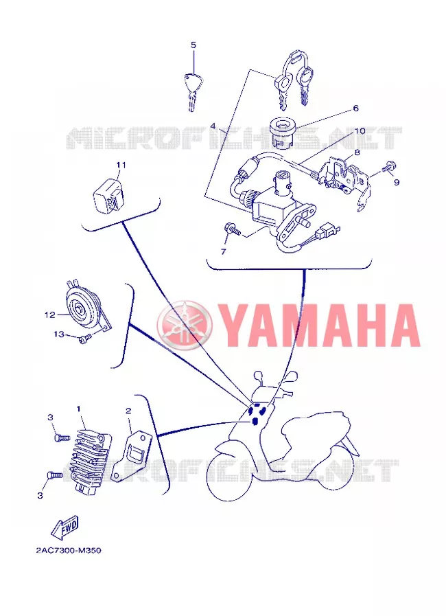 PARTIE ELECTRIQUE 1 Yamaha SCOOTER 50 2013 OVETTO 4T  YN50F