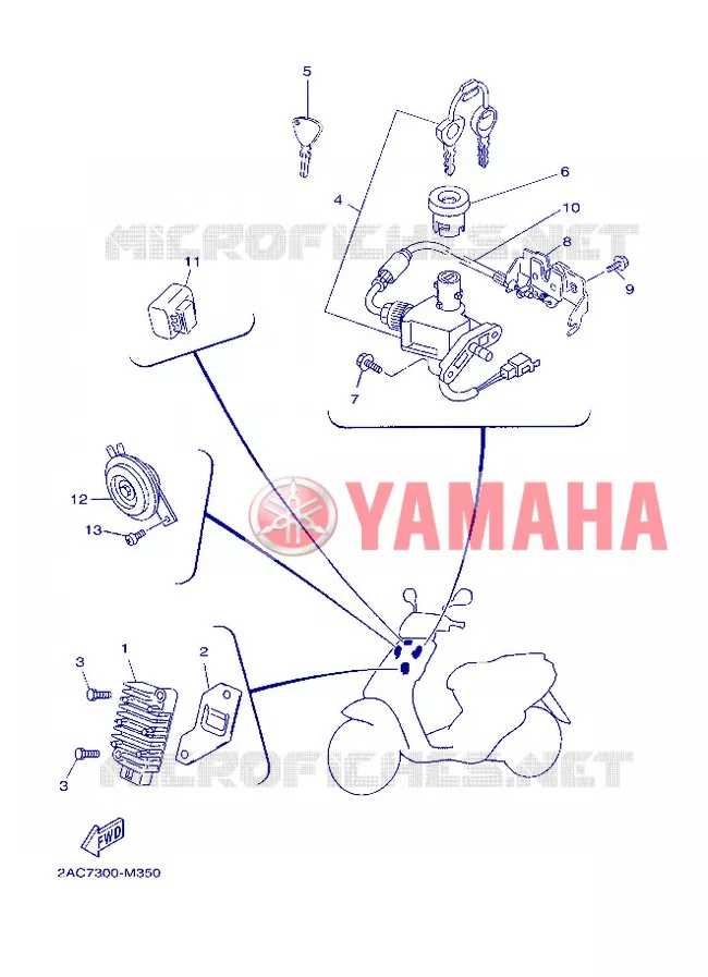 PARTIE ELECTRIQUE 1 Yamaha SCOOTER 50 2013 OVETTO 4T  YN50F