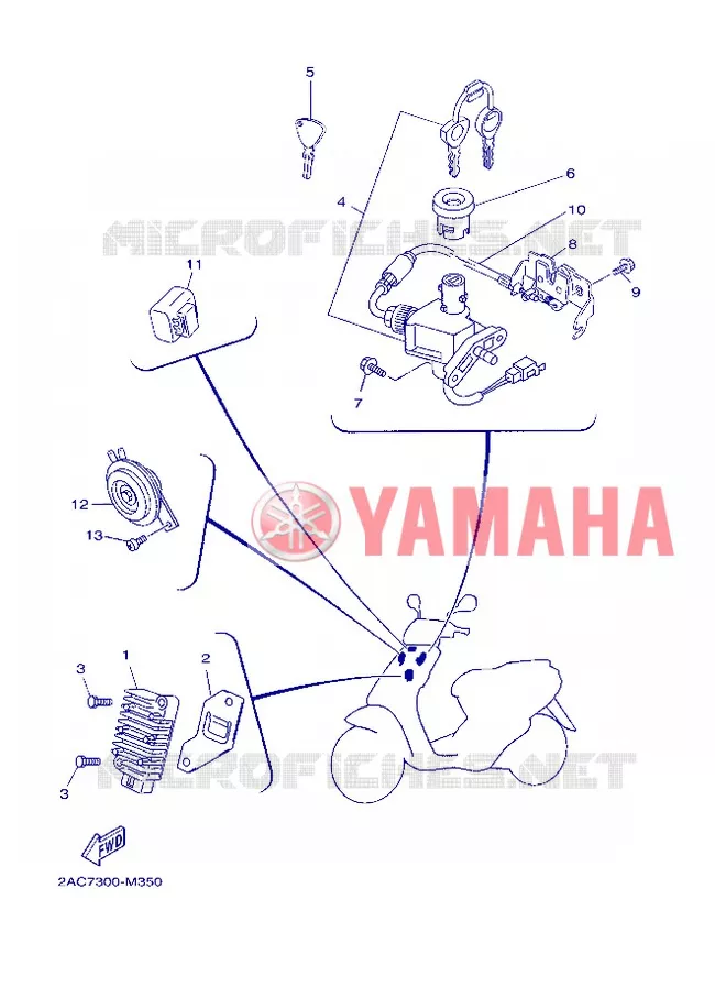 PARTIE ELECTRIQUE 1 Yamaha SCOOTER 50 2013 NEOS 4T UBS  YN50FU
