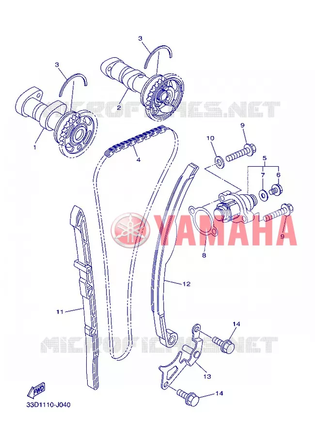 ARBRE A CAMES / CHAINE DE DISTRIBUTION Yamaha MOTO 450 2013 YZF  YZ450F