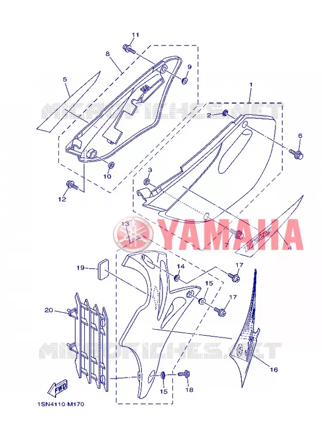 COUVERCLE LATERAL Yamaha MOTO 85 2013 YZ BIG WHEELS  YZ85LW