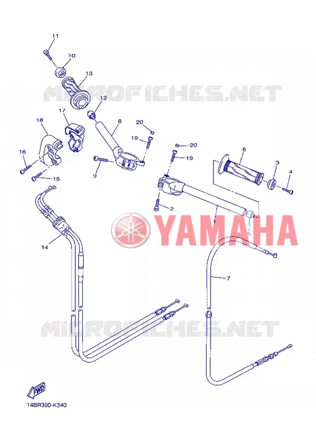 GUIDON ET CABLES Yamaha MOTO 1000 2013 R1  YZF-R1