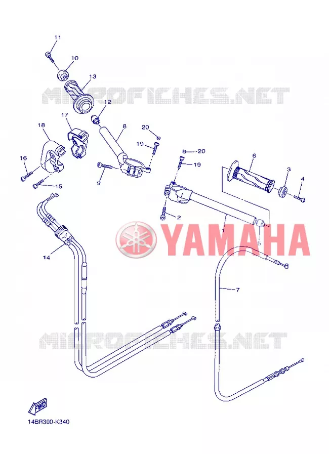 GUIDON ET CABLES Yamaha MOTO 1000 2013 R1  YZF-R1