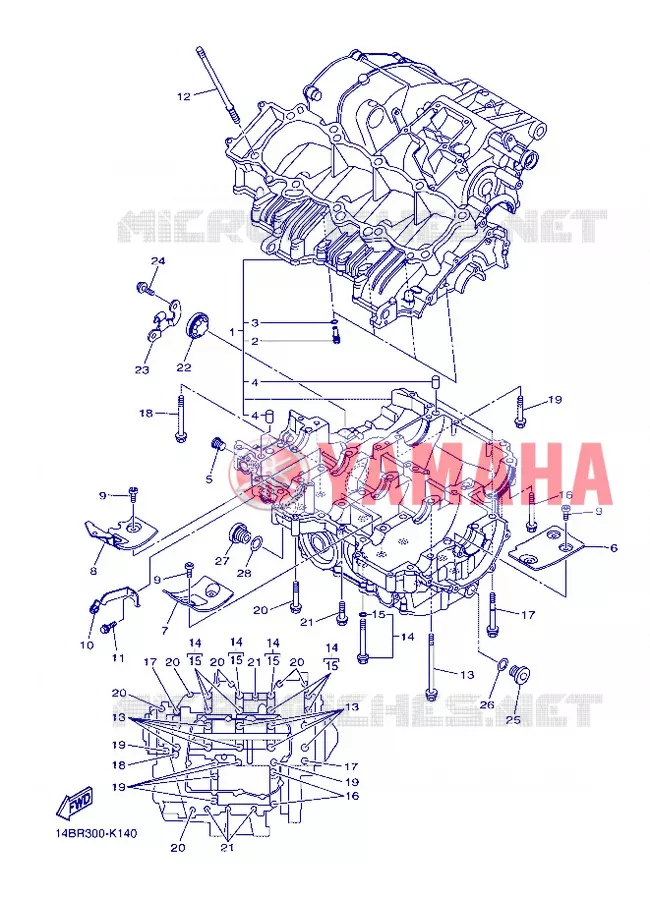 CARTER MOTEUR Yamaha MOTO 1000 2013 R1  YZF-R1