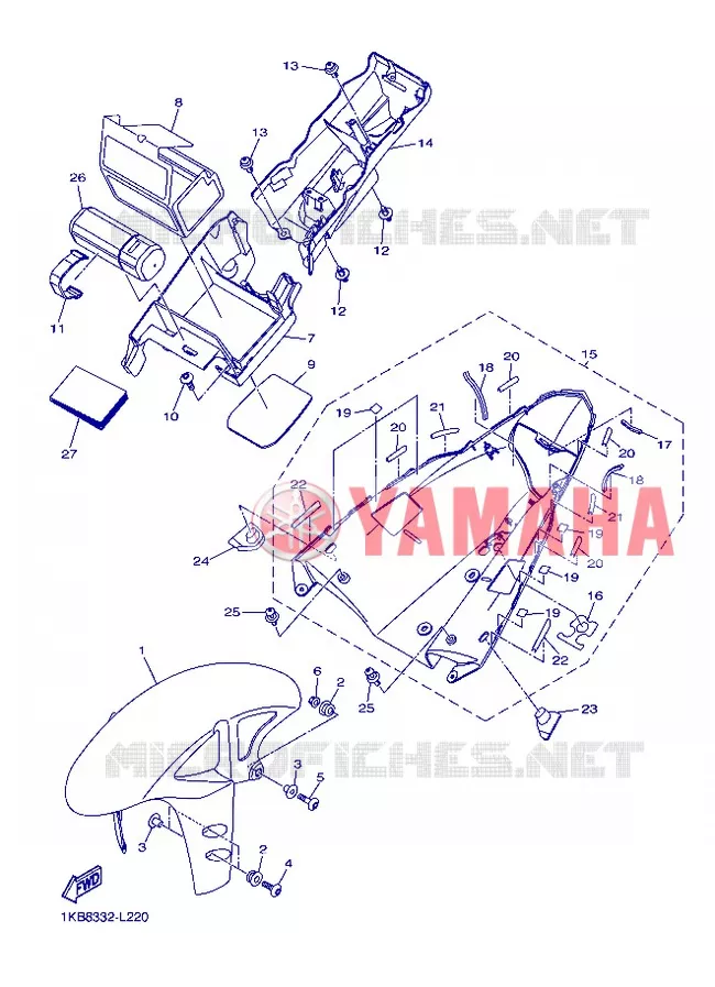 GARDE BOUE Yamaha MOTO 1000 2013 R1  YZF-R1