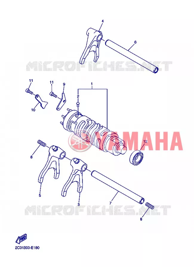 BARILLET DE SELECTION / FOURCHETTES Yamaha MOTO 600 2013 R6  YZF-R6