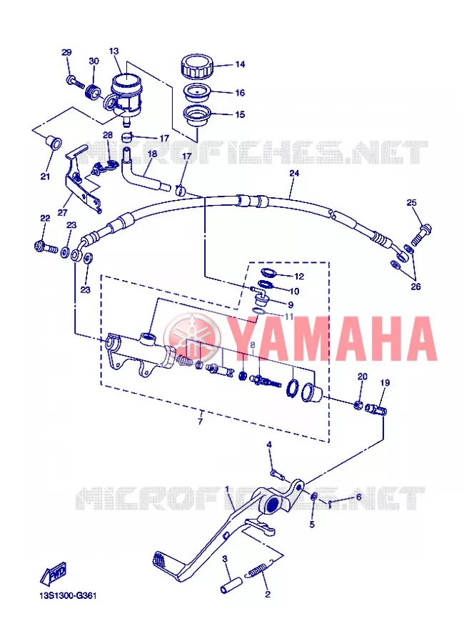 MAITRE CYLINDRE DE FREIN ARRIERE Yamaha MOTO 600 2013 R6  YZF-R6