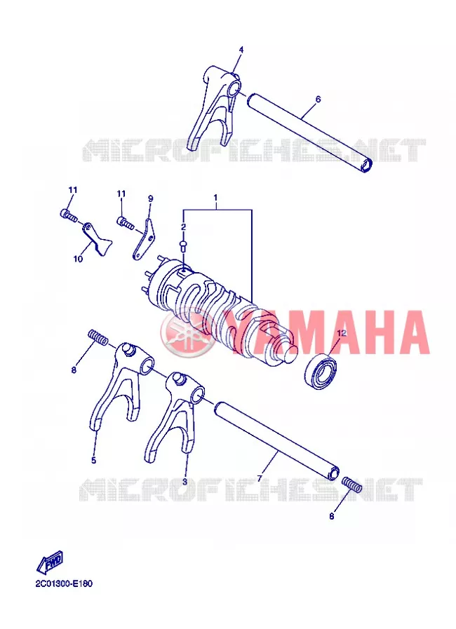 BARILLET DE SELECTION / FOURCHETTES Yamaha MOTO 600 2013 R6  YZF-R6