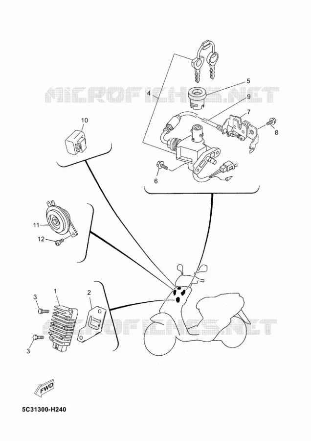 PARTIE ELECTRIQUE 1 Yamaha SCOOTER 50 2011 NEOS 4T  YN50FNEO'S