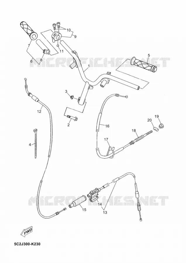GUIDON ET CABLES Yamaha SCOOTER 50 2012 NEOS  YN50