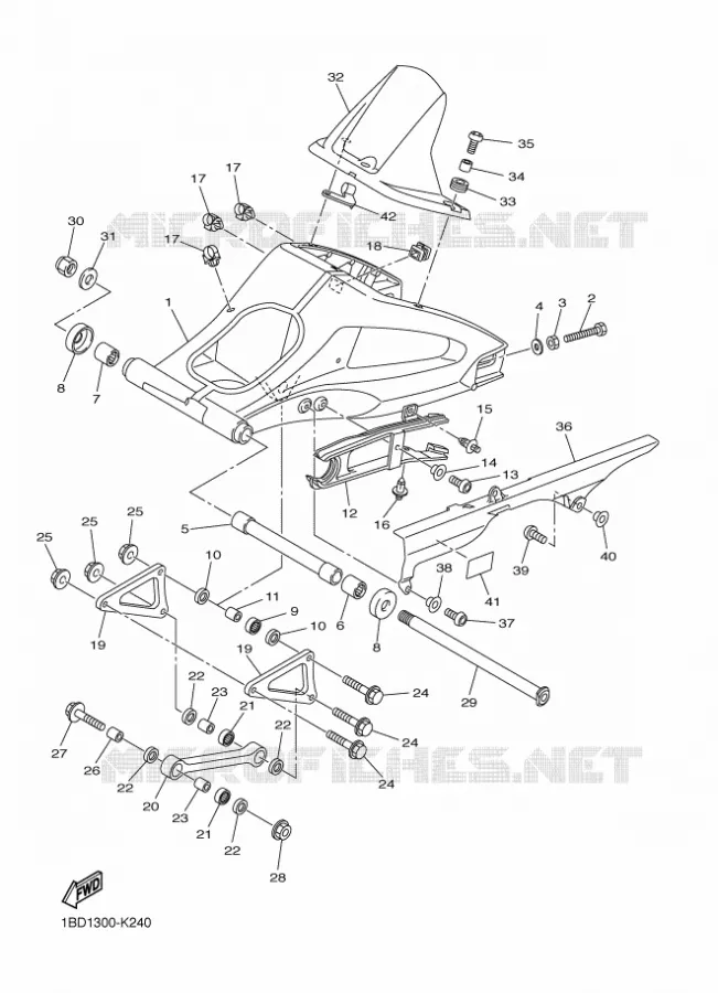 BRAS ARRIERE Yamaha MOTO 800 2012 FZ8 ABS  FZ8-NA