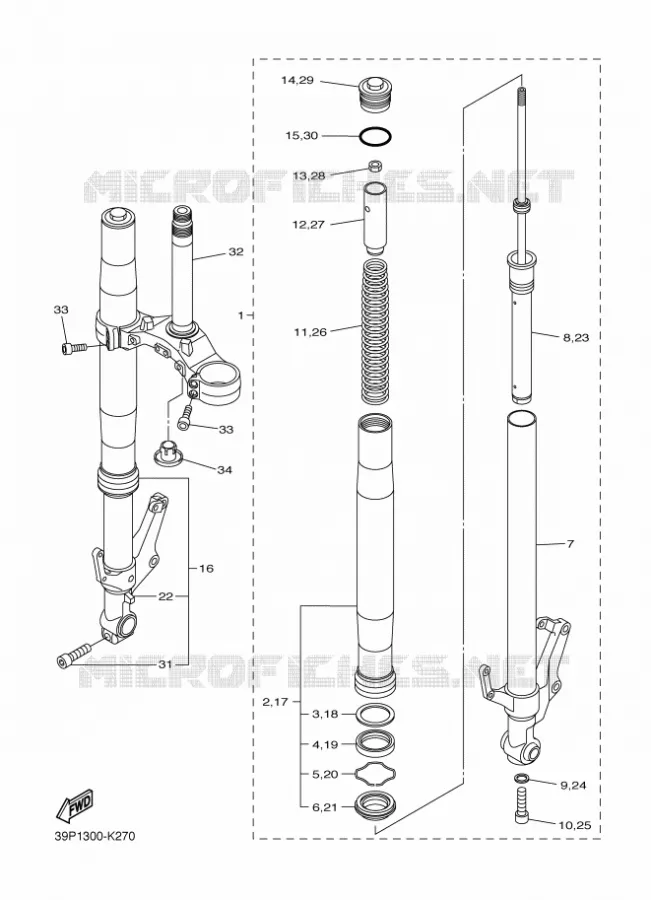 FOURCHE Yamaha MOTO 800 2012 FZ8 ABS  FZ8-NA