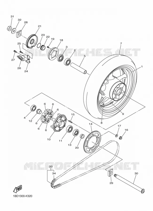 ROUE ARRIERE Yamaha MOTO 800 2012 FZ8 ABS  FZ8-NA