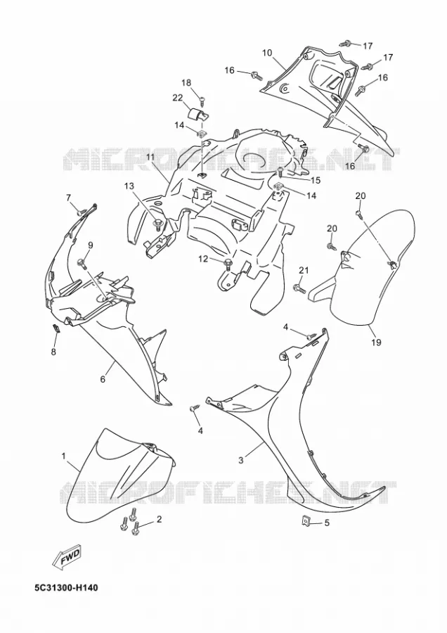 GARDE BOUE Yamaha SCOOTER 50 2012 NEOS 4T UBS  YN50FUNEO'S 4+