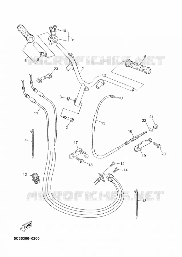 GUIDON ET CABLES Yamaha SCOOTER 50 2012 NEOS 4T UBS  YN50FUNEO'S 4+