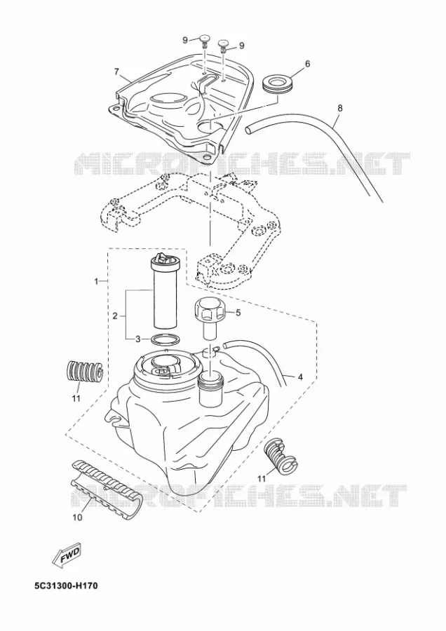RESERVOIR A ESSENCE Yamaha SCOOTER 50 2012 NEOS 4T UBS  YN50FUNEO'S 4+