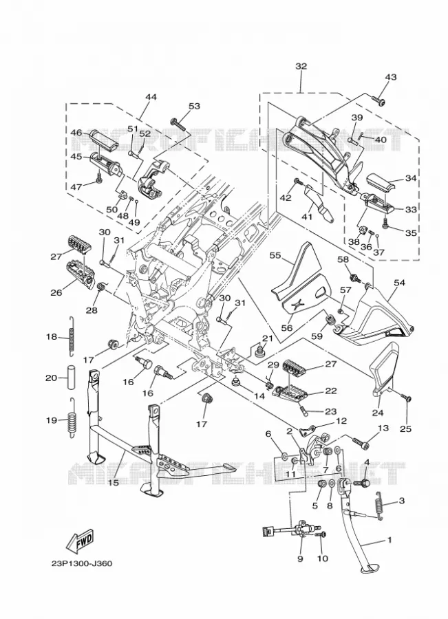 SUPPORT / REPOSE PIEDS Yamaha MOTO 1200 2013 XTZ SUPER TENERE  XT1200Z