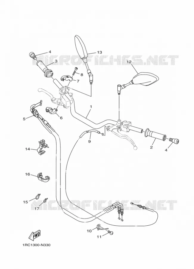 GUIDON ET CABLES Yamaha MOTO 850 2014 MT09  MT09
