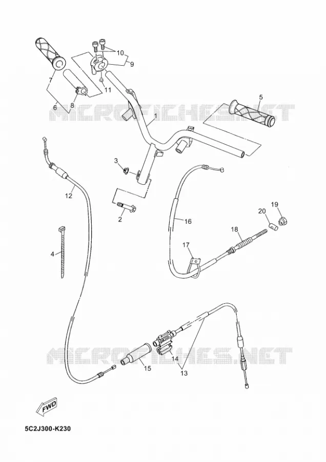 GUIDON ET CABLES Yamaha SCOOTER 50 2014 NEOS  YN50