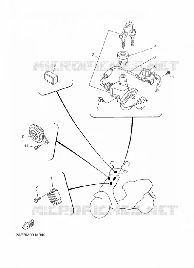 PARTIE ELECTRIQUE 1 Yamaha SCOOTER 50 2014 OVETTO  YN50