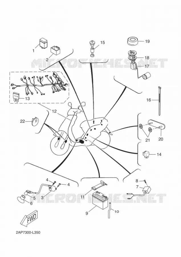 PARTIE ELECTRIQUE 2 Yamaha SCOOTER 50 2014 OVETTO  YN50