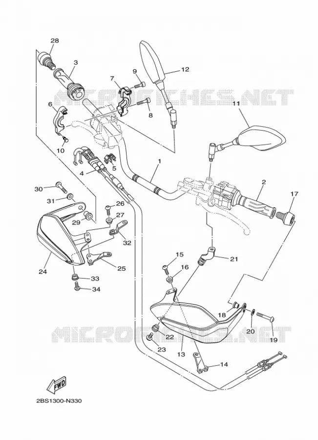 GUIDON ET CABLES Yamaha MOTO 1200 2014 XTZ SUPER TENERE  XT1200Z