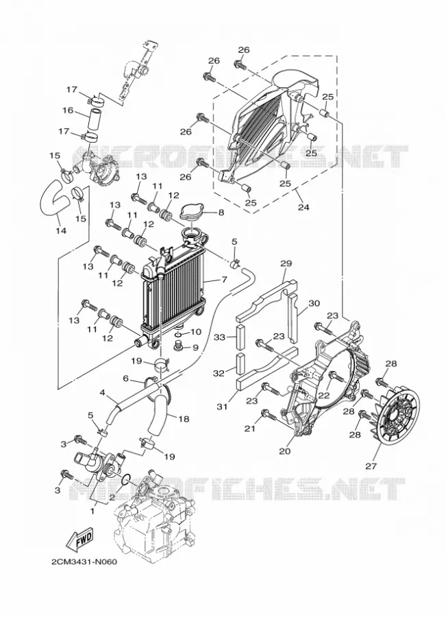 RADIATEUR / DURITES Yamaha SCOOTER 125 2014 TRICITY  MW125TRICITY