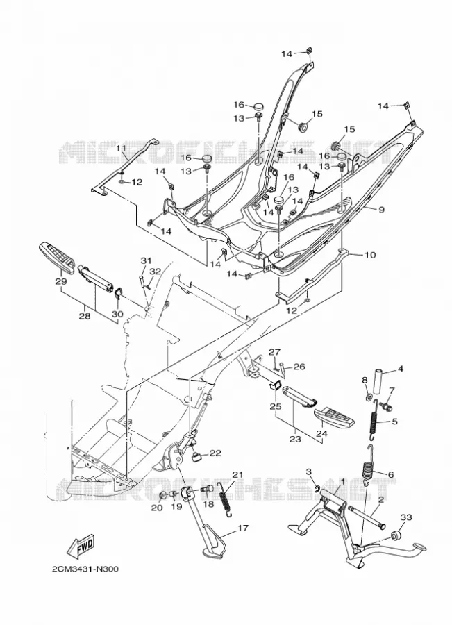 SUPPORT / REPOSE PIEDS Yamaha SCOOTER 125 2014 TRICITY  MW125TRICITY