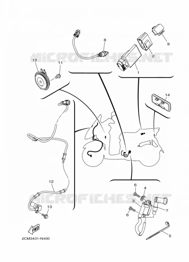 PARTIE ELECTRIQUE 2 Yamaha SCOOTER 125 2014 TRICITY  MW125TRICITY