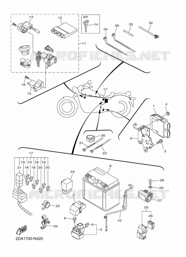 PARTIE ELECTRIQUE 2 Yamaha MOTO 950 2014 BOLT  XVS950CUXV950R