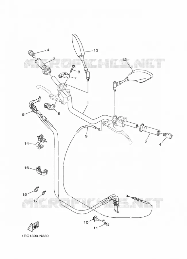 GUIDON ET CABLES Yamaha MOTO 850 2014 MT09 ABS  MT09A
