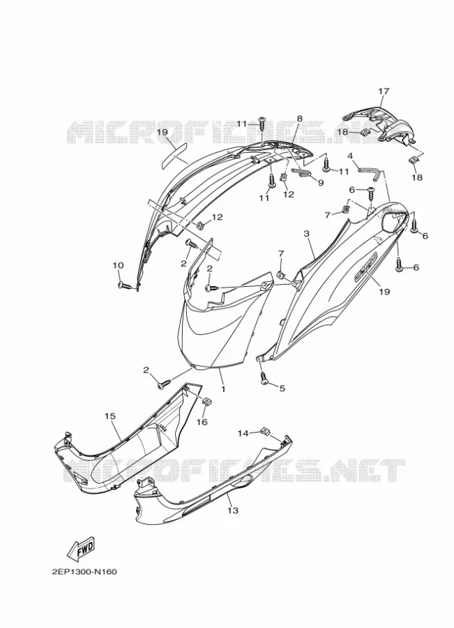 COUVERCLE LATERAL Yamaha SCOOTER 115 2014 DELIGHT  XC115SD ELIGHT