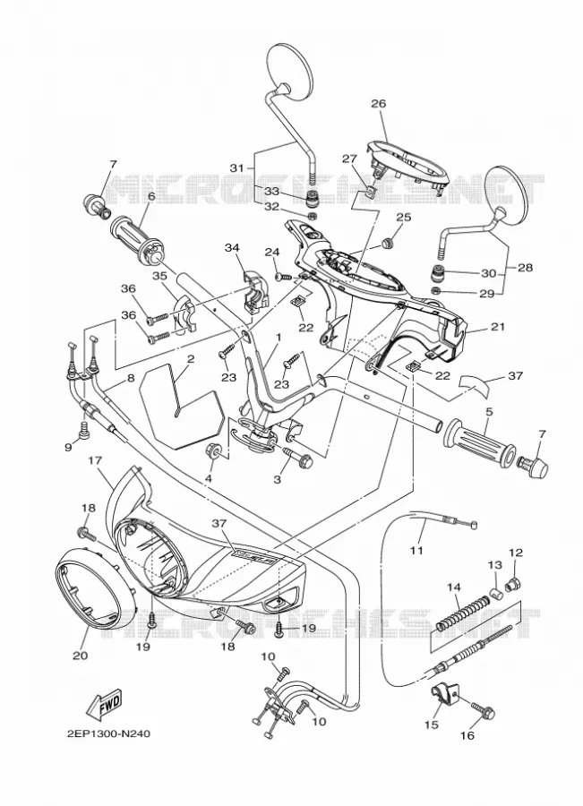 GUIDON ET CABLES Yamaha SCOOTER 115 2014 DELIGHT  XC115SD ELIGHT