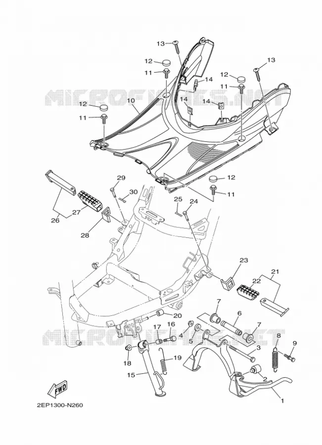 SUPPORT / REPOSE PIEDS Yamaha SCOOTER 115 2014 DELIGHT  XC115SD ELIGHT