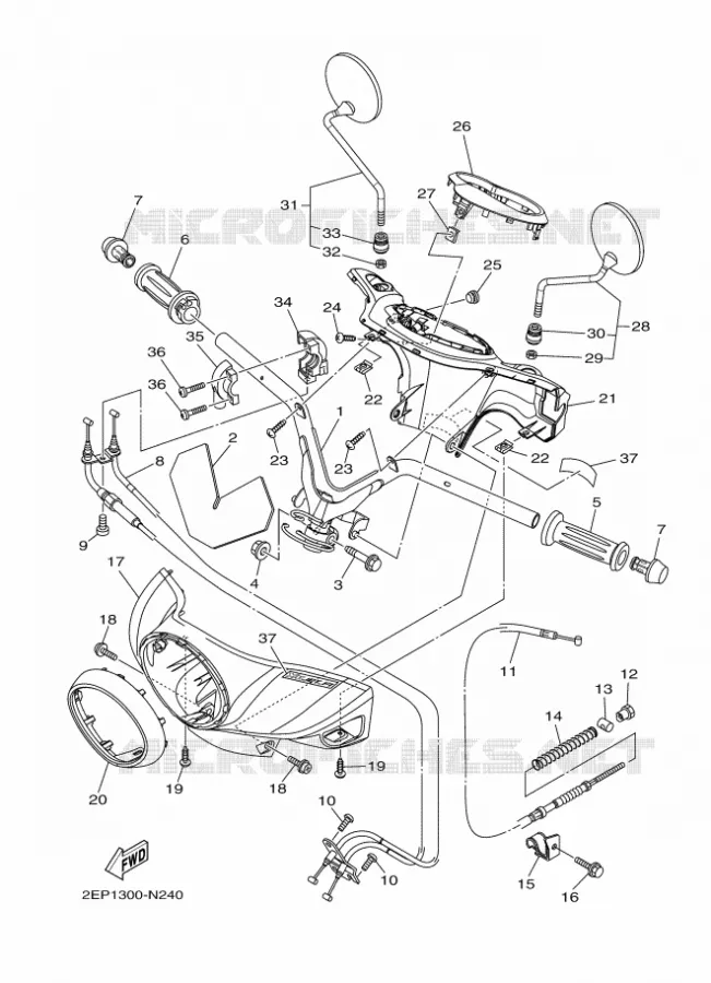 GUIDON ET CABLES Yamaha SCOOTER 115 2014 MBK FLIPPER  XC115S