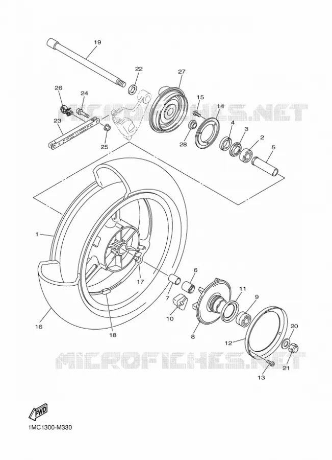 ROUE ARRIERE Yamaha MOTO 1300 2014 FJR  FJR1300AE