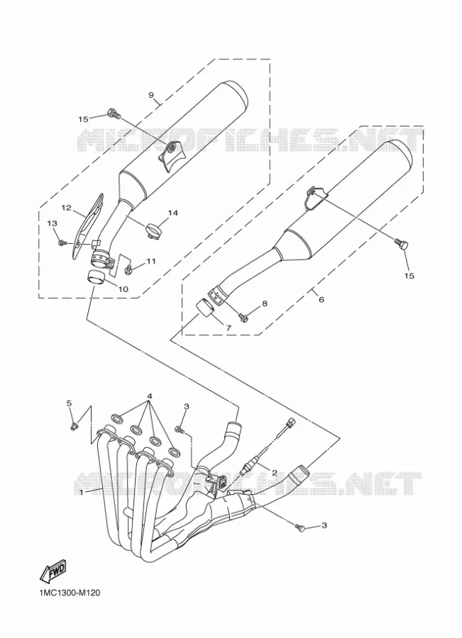 ECHAPPEMENT Yamaha MOTO 1300 2014 FJR  FJR1300AE