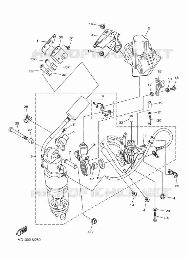 AMORTISSEUR ARRIERE Yamaha MOTO 1300 2014 FJR  FJR1300AE