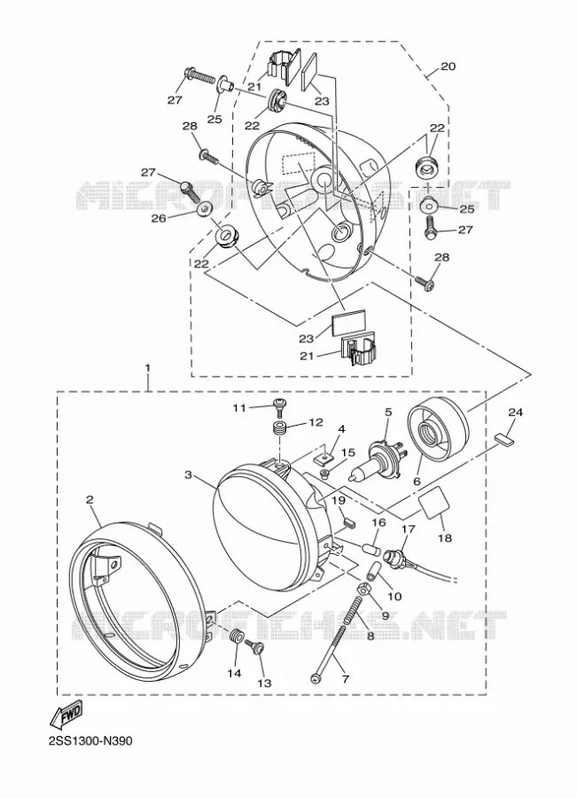 PHARE  Yamaha MOTO 1300 2014 XVS  XVS1300CU