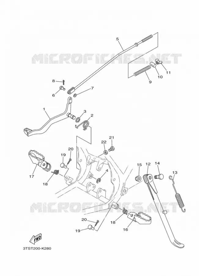 SUPPORT / REPOSE PIEDS Yamaha MOTO 175 2014 DT  DT175
