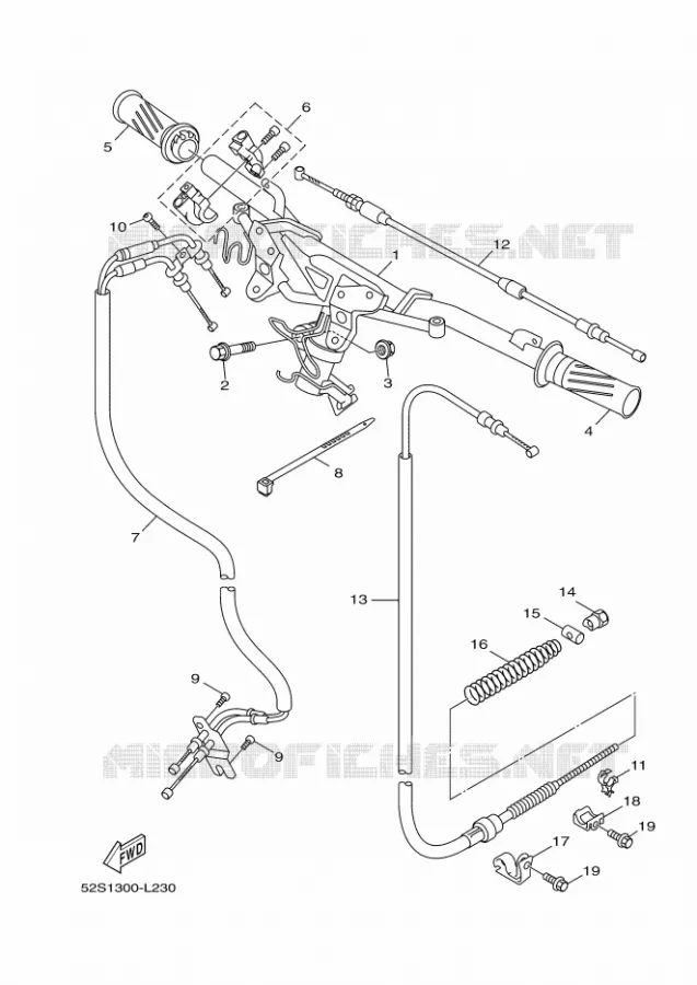 GUIDON ET CABLES Yamaha SCOOTER 151 2014 XENTER  HW151