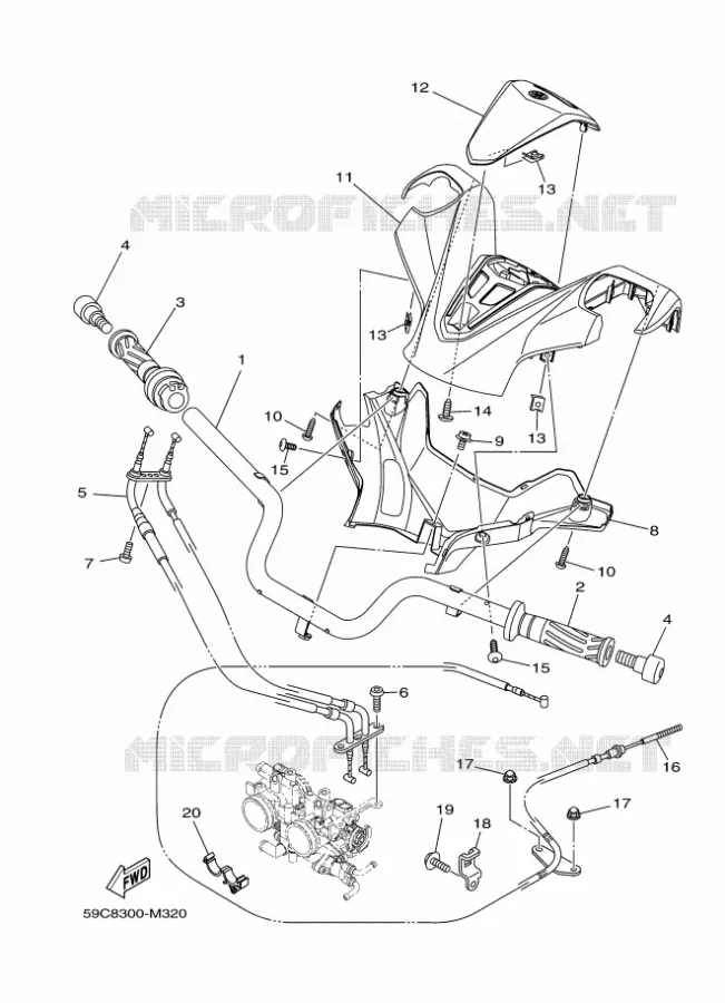 GUIDON ET CABLES Yamaha SCOOTER 530 2014 TMAX  XP500