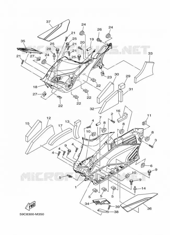 SUPPORT / REPOSE PIEDS 2 Yamaha SCOOTER 530 2014 TMAX ABS  XP500A