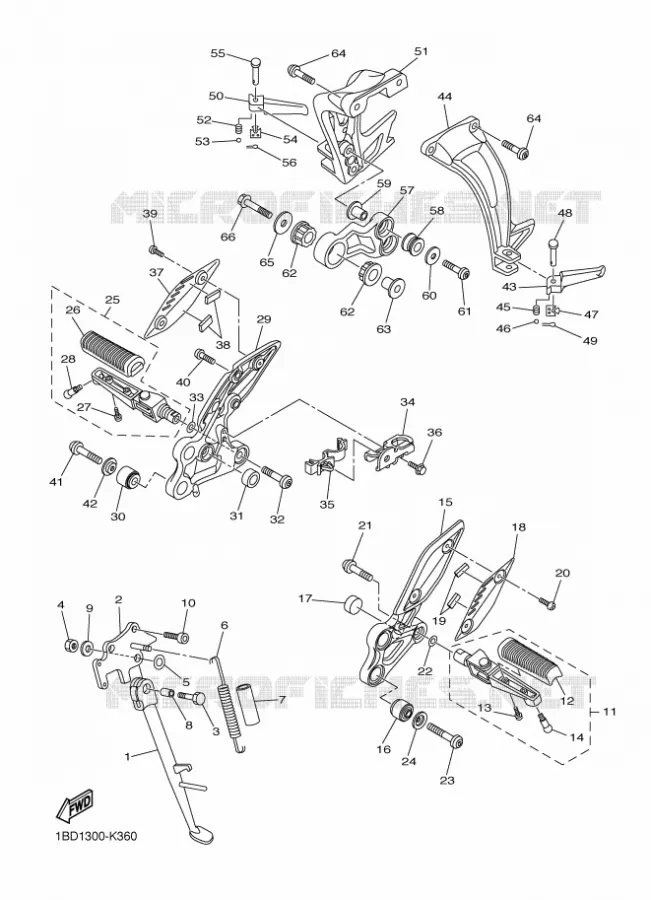 SUPPORT / REPOSE PIEDS Yamaha MOTO 800 2015 FAZER ABS  FZ8-SA