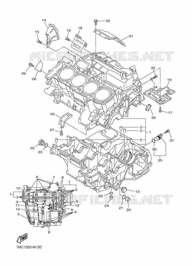 CARTER MOTEUR Yamaha MOTO 1300 2015 FJR  FJR1300A