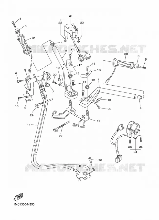 GUIDON ET CABLES Yamaha MOTO 1300 2015 FJR  FJR1300A