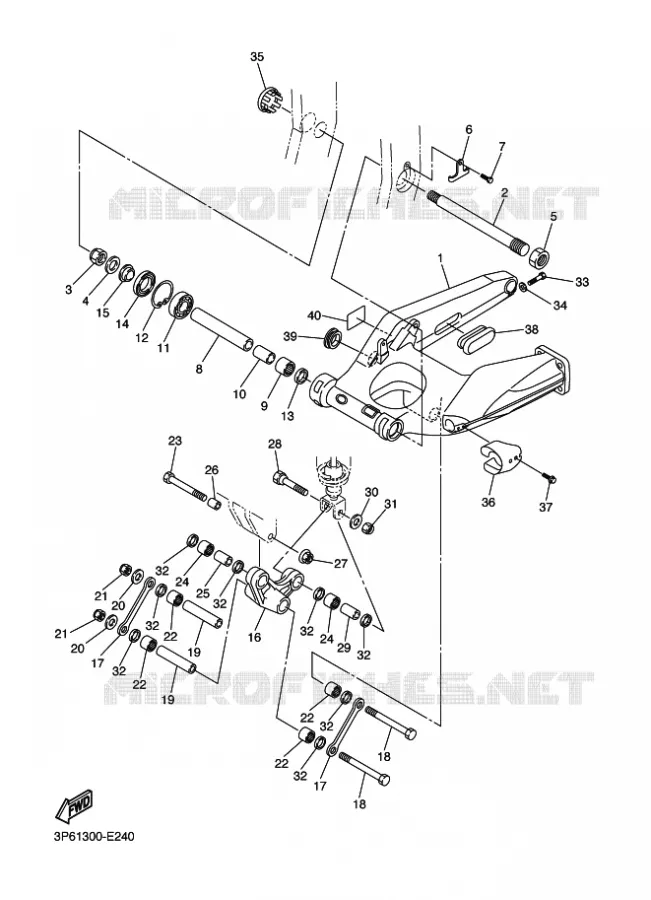 BRAS ARRIERE Yamaha MOTO 1300 2015 FJR  FJR1300A
