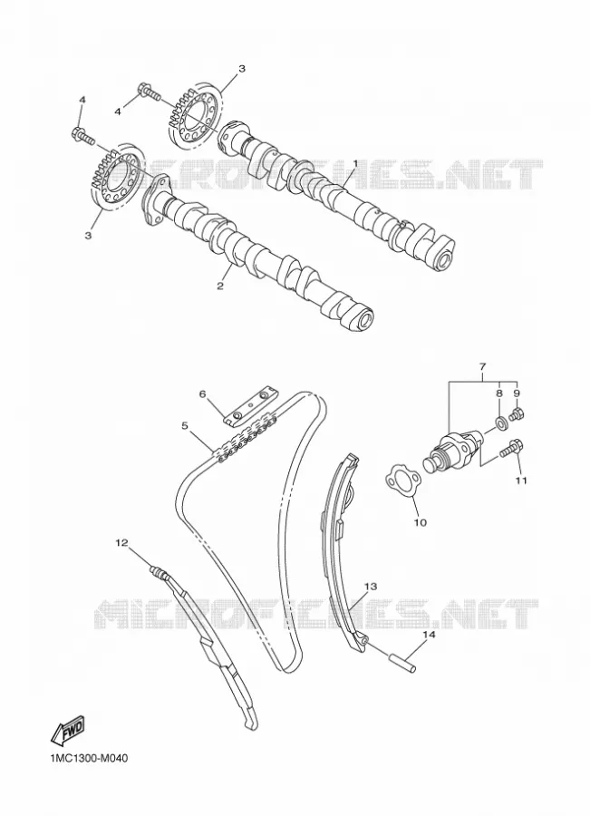 ARBRE A CAMES / CHAINE DE DISTRIBUTION Yamaha MOTO 1300 2015 FJR  FJR1300AS