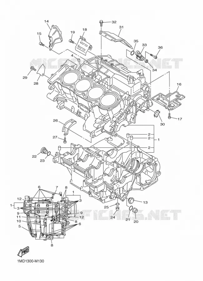 CARTER MOTEUR Yamaha MOTO 1300 2015 FJR  FJR1300AS