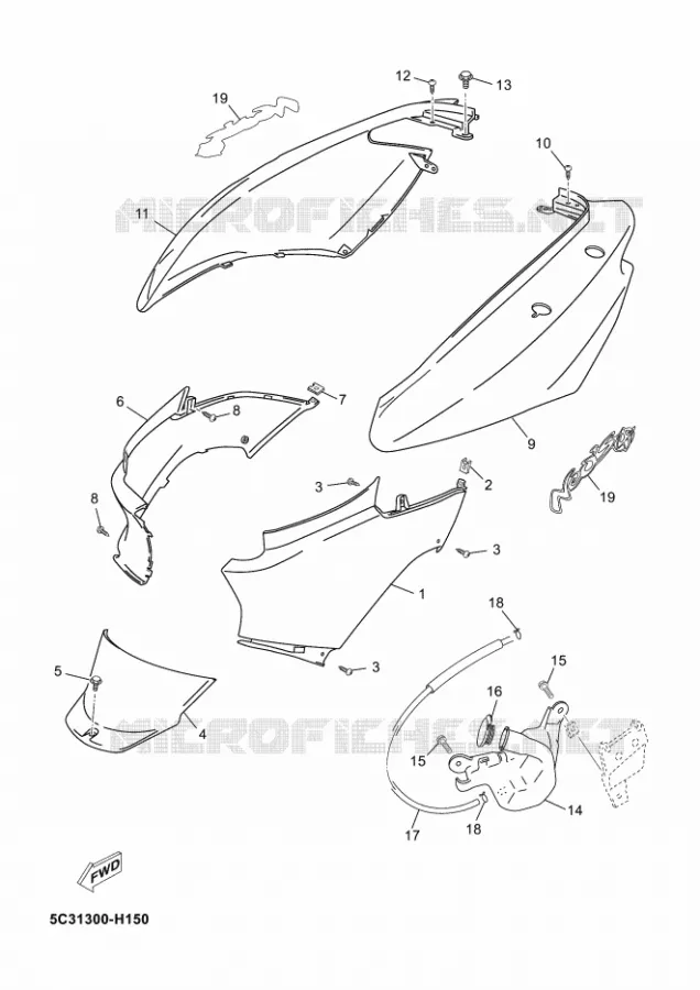 COUVERCLE LATERAL Yamaha SCOOTER 50 2015 NEOS 4T  YN50F
